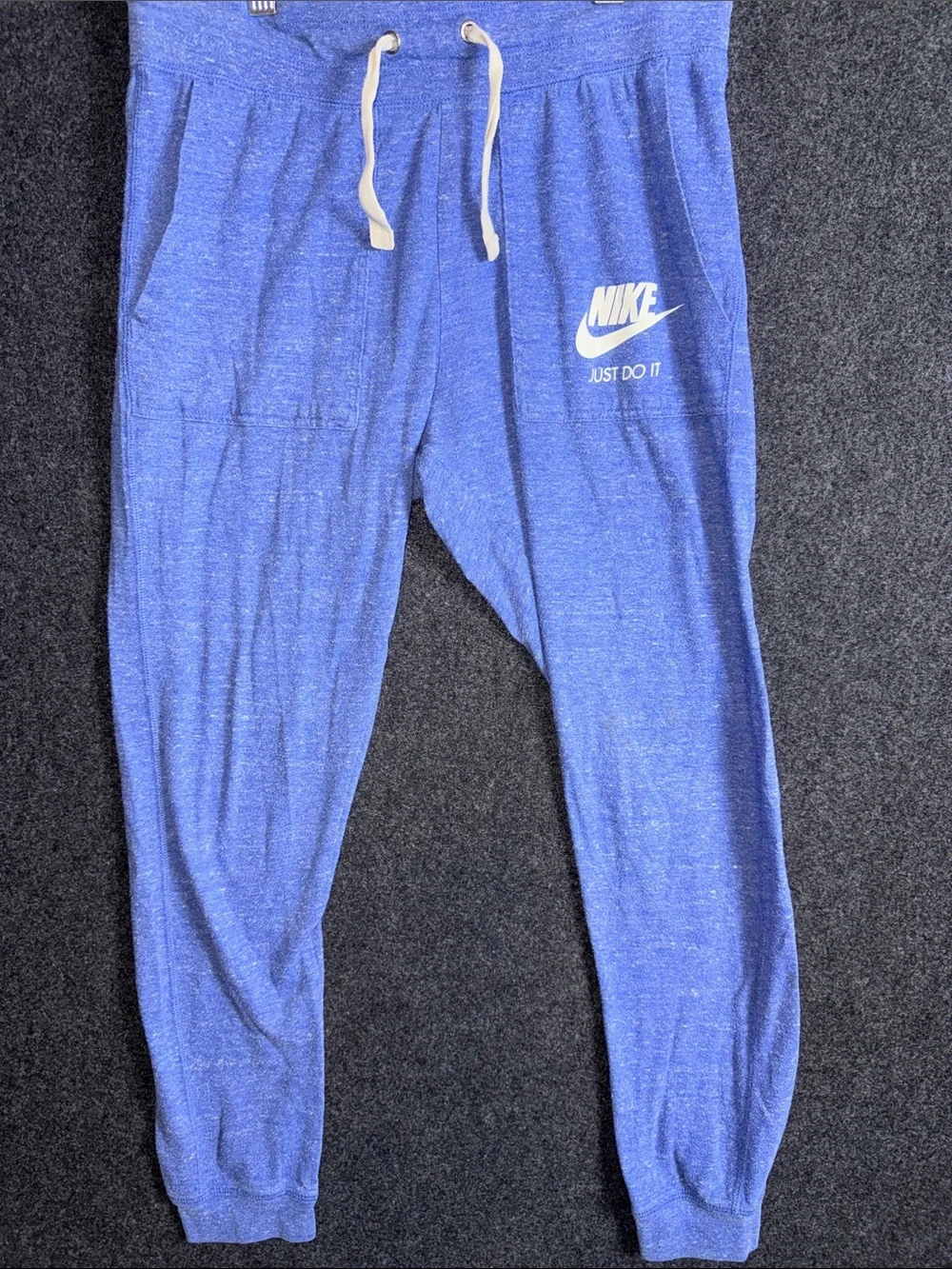 VTG Nike Royal Blue Men's Jogger Sweatpants with White Swoosh Small